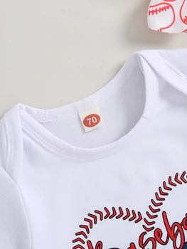 3db Baby Boy baseball ruhák rövid ujjú romper Star Baseball Print rövidnadrággal Fejpánt szett