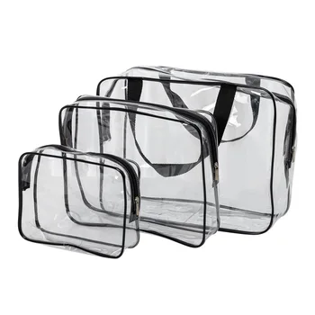 3Pcs készlet átlátszó PVC piperetáskák vízálló fürdőszobai tároló táska utazás sminktasak kozmetikai rendszerező tasak táskák