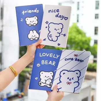 4Pcs A5 Kawaii Bear Notebook 30 lap Line Paper Aranyos rajzfilm medve jegyzettömb Napi heti tervező napirend szervező Jegyzettömb