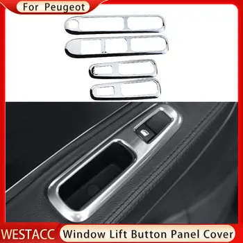 4Pcs ABS króm autós ablakemelő gomb panel burkolat dekoráció matrica díszítés Peugeot 3008 2013 2014 2015 2016 tartozékok