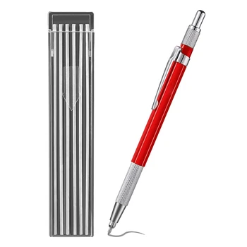 4X Hegesztő ceruza 48db-os ezüstcsíkos utántöltővel, fémjelölő mechanikus hegesztő ceruzacsőszerelők, gyártás, piros