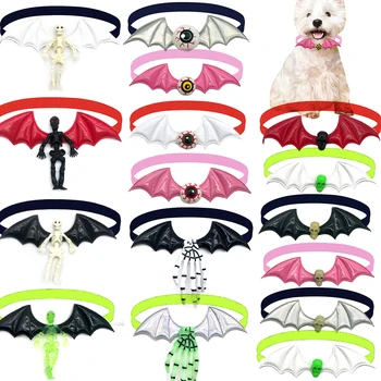 50/100pc Halloween kutya kiegészítők Skull Dog kisállat csokornyakkendő kreatív szárny stílusú kutya macskák csokornyakkendő kis kutyaápolási termékek