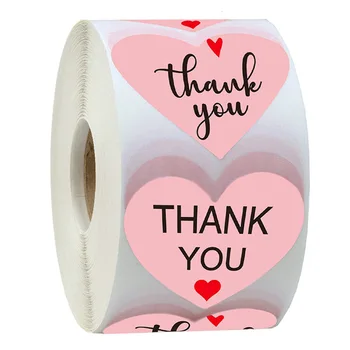 50-500db Köszönöm matricák Rózsaszín matricák a vállalati ajándékozáshoz Születésnapi parti szívességek Kellékek postázása butiktáskákhoz