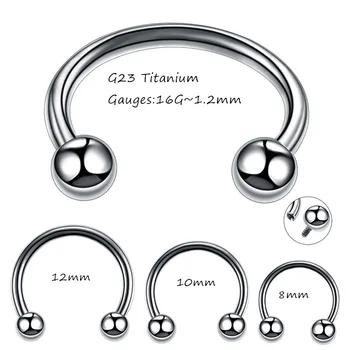 50db 16G G23 titán kör alakú súlyzók patkó orrgyűrű ajakgyűrű, BCR test piercing fülbevaló Tragus gyűrű 1,2x6/8/10/12mm