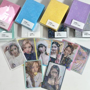 50db Kpop kártya hüvelyek Szív Bling tartó Holo képeslapokhoz Top Load filmek fotókártya