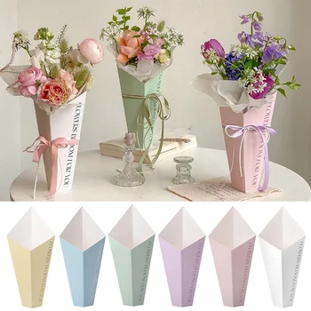 5db Háromszög virágcsomagoló papírdoboz csokor csomagoló táska Virágok Papír anyag Ballagás Esküvői parti dekorációs kellékek