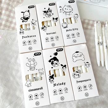 5db Sanrio gél toll Hello Kitty Kuromi Pachacco diák vizsga toll Gyors száraz irodai aláírás toll Iskolai kellékek írószer díj