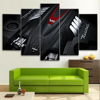 5Pcs Maserati Motor Super Car Racing 5 részes vászon Wall Art nyomtatás Lakberendezés Festmények HD nyomtatás Képek Nincs keretezett 5 panel