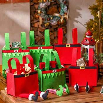 6 db karácsonyi cukorka táskák manó nadrág karácsonyi ajándéktáska fogantyúval Mikulás kézitáska karácsonyi parti szívességi dekorációkhoz Könnyen használható