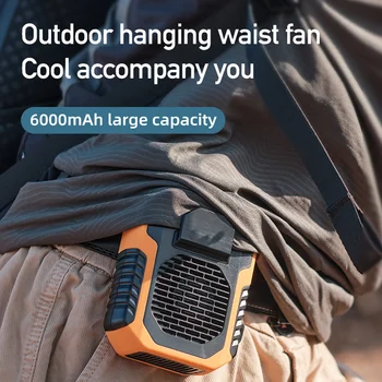 6000mAH lógó nyak és derék ventilátor USB Mini hordozható újratölthető ventilátor kültéri kempingezéshez, túrázáshoz, hegymászáshoz, futáshoz, sportokhoz