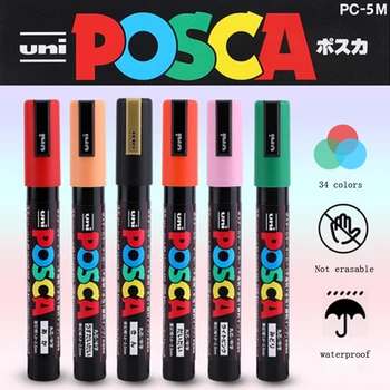 7Color UNI POSCA jelölők Toll készlet PC-1M PC-3M PC-5M graffiti festés színes jelölő művészeti kellékek szövetfesték írószer kellékek