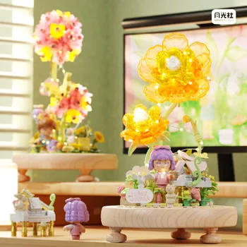 804214 Kristály virágkertészeti figura építőelemek Örök virágmanó összeszerelt mini kockák Játék gyermekeknek Ajándékok bemutatódobozzal