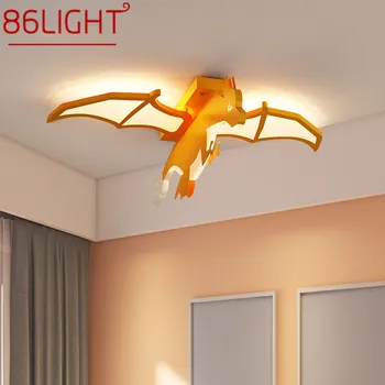 86LIGHT Gyermek dinoszaurusz mennyezeti lámpa LED kreatív narancssárga rajzfilm lámpa gyerekeknek szoba óvoda szabályozható távirányító