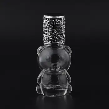 8ML medve alakú illóolaj tekercs üvegpalackra acélhengerrel Golyó újratölthető sminkcsomagoló injekciós üvegek LX3741