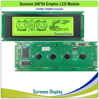 8PCS/Lot 24064 240*64 Grafikus mátrix LCD modul kijelző képernyő RA6963 vezérlő Sárga zöld LED háttérvilágítás jaebuem kim számára