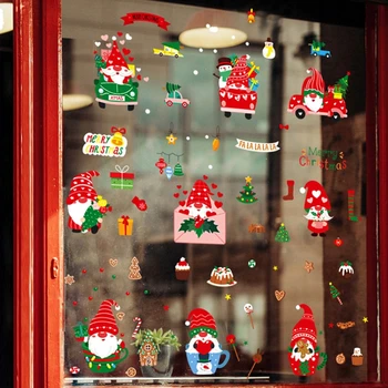 9 lap Karácsonyi ablak Ragasztók matricák Gnóm téli karácsonyi ablakmatricák üvegfesztiválhoz Lakberendezés