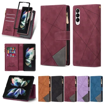 Alkalmas Samsung Z Fold5 telefon bőrtokhoz Galaxy Z Fold4 3 soros toldás többkártyás pénztárca védőtok