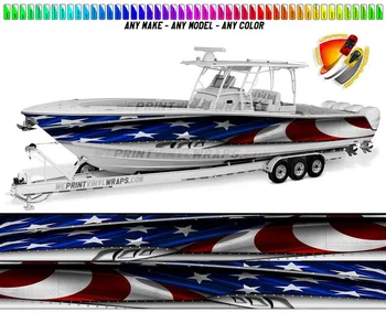 Amerikai zászló Metal Grafika Vinyl Boat Wrap Matrica Horgászat Ponton, Sportsman konzol Bowriders Deck Boat Vízi jármű Minden hajó dec
