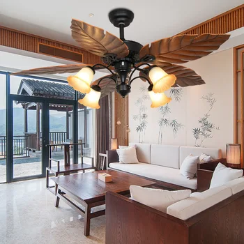 Amerikai éttermi mennyezeti ventilátor lámpa Loft változó frekvenciájú ventilátor lámpa Délkelet-ázsiai pásztori ventilátor lámpa retro függőlámpa
