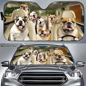Angol Bulldog autó napernyő, Angol bulldog szélvédő, Kutyák Családi napernyő, Kutyák Autó kiegészítők, Autó dekoráció, Ajándék