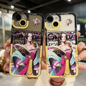 Anime One Piece boa hancock Szexi nő Átlátszó telefontok iPhone 15-höz 14 13 12 11 Pro Max Xr Xs 7 8 14 Plus tok puha aranyos