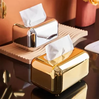 Arany szövettartó Lakberendezés ezüst szövetdoboz Nappali asztali dekoratív szövetdobozok Kivehető konyha Otthoni tárolóedény