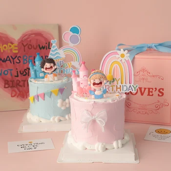 Aranyos herceg hercegnő díszek Mese Rajzfilm Rajzfilm Gyerekek Kastély babaváró Születésnapi torta dekoráció Party kellékek Ajándékok