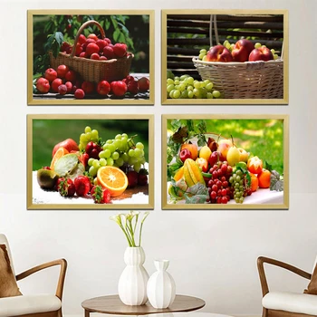 Art poszter nyomtatás Otthoni gyümölcs vászon festés élelmiszer eper szőlő falkép alkalmas konyhai áruház testreszabható