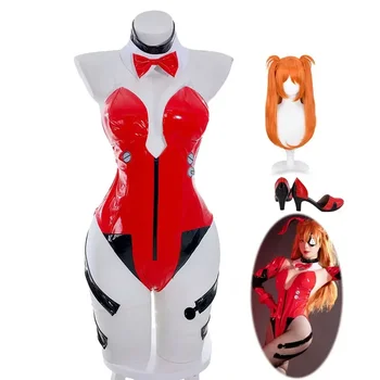 Asuka Langley Soryu cosplay jelmez Asuka nyuszi öltöny paróka cipő szexi piros nők lányok jumpsuit Halloween bodyk