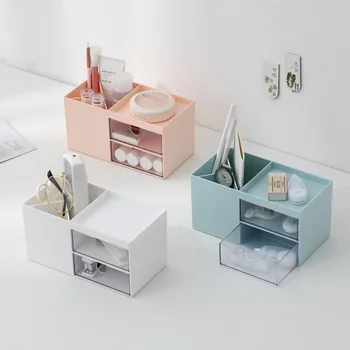 Asztali tolltartó Tároló doboz Multifunkcionális írószer-rendszerező doboz Átlátszó fiók Ékszerek kozmetikai tárolás lányoknak