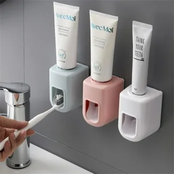 Automatikus fogkrémadagoló porálló fogkefetartó Falra szerelhető állvány Fürdőszoba kiegészítők készlet fogkrém facsaró