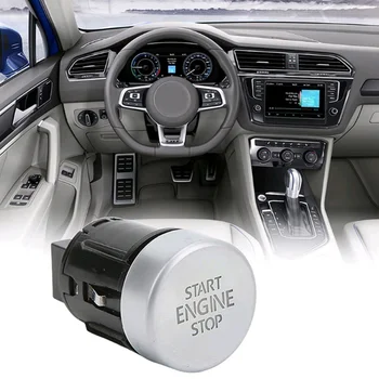 Autó belső motorkulcs Start Stop gomb Egy gombos indítókapcsoló tartozékok VW Volkswagen Tiguan 2008-2016 Sharan 2011-2016