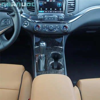Autó dekoratív fekete szénszálas matricák a Chevrolet Impala 2014-2020 belső fogaskerék panel pohártartó ablakemelő tartozékokhoz