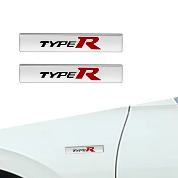 Autó stílus 2db/tétel króm fém Type R logó Oldalsó szárny embléma Sárvédő matrica Honda Civic Type R CRV City Accord Hrv Jazz számára