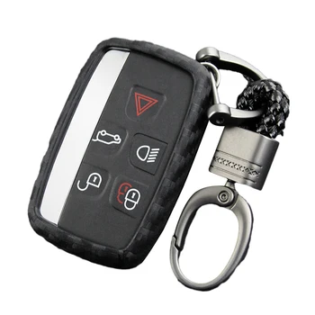 Autós kulcstok fedél héj Land Rover Jaguar szénszálas autós kulcstok tok fedél Fob tartó tartozékok Soft Key héj