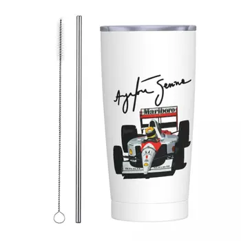 Ayrton Senna Tumbler vákuumszigetelt kávéscsészék Vákuumlombik irodai otthoni bögre forró hideg ital, 20oz