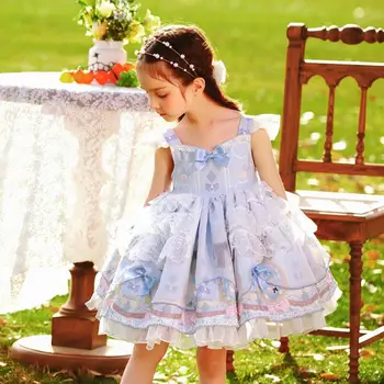 Babaruházat Spanyol vintage Lolita báli ruha Csipke mintás ujjatlan születésnapi zsúr Húsvéti hercegnő ruhák lányoknak A1318