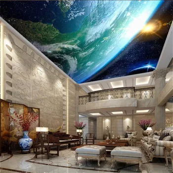 beibehang photo stereo Dream Galactic cosmic sky mennyezet papel de parede 3d falfestmény tapéta falakhoz 3D fali papírok lakberendezés