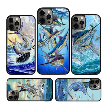 Blue Marlin festő telefontok iPhone 15-höz 14 12 13 mini 6 7 8 PLUS X XS XR 11 PRO MAX SE 2020 hátlap Fundas Shell
