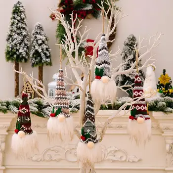 Boldog karácsonyi dekoráció Függő karácsonyi gnóm baba dekoráció Szeszélyes karácsonyi gnóm dekoráció Ragyogó arctalan babák