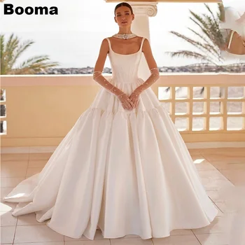 Booma A-Line hercegnő esküvői ruhák Karcsú ruched foltos menyasszonyok Party ruhák nőknek Báli ruhák Sweep Train menyasszonyi ruhák