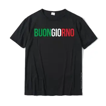 Buongiorno Buon Giorno Olaszország Olasz póló Pamut férfi póló Comics Tops ingek Vicces alkalmi