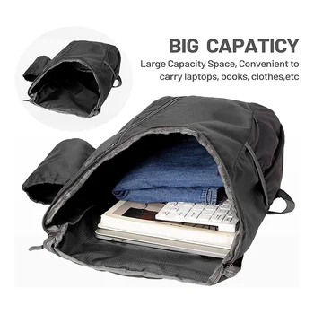 Camping kültéri hordozható táska túracsomag, vízálló könnyű csomagolható hátizsák utazáshoz - kék