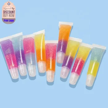 Candy Squeeze Tubes Lipgloss Custom Logo Fruit Flavor Clear Lip Gloss Private Label Makeup Vendor Nagykereskedelem