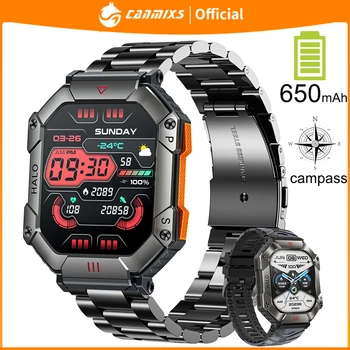Canmixs GPS Smart Watch Men 620mAh Compass 100+Sport módok Ftiness órák Ip68 vízálló AI Voice Bluetooth Call okosóra