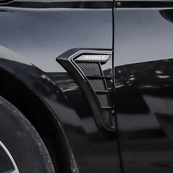 Carbon Black Car Fender oldalsó szellőzőnyílások légáramlás szívónyílás rács matrica fedél a Tesla Model X 2014-2023 autós kiegészítőkhöz