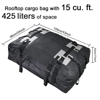Cargo táska tetőcsomag Autó külső kiegészítők Autó tető Oxford szövet vízálló hordozó 109 * 86 * 43cm vadonatúj