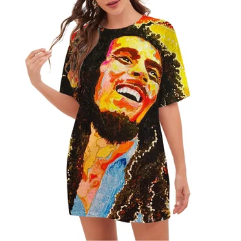 CLOOCL női póló Wailing Wailers zenekar énekes Bob Marley Divat 3D nyomtatás Rövid ujjú legénység Nyak Póló Túlméretezett pólók