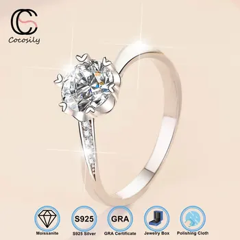 Cocosily D Color Moissanite S925 Sterling Silver 1CT gyémánt női gyűrű hópehely forma személyre szabott és egyedi ünnepi ékszerek