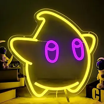 csillagos neonjel a Mario Gaming-től Szabályozható fényerő LED-es neonfény gyerekeknek Játékterem Super Star Gaming fali dekoráció Születésnapi karácsonyi ajándék